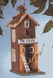 Lawn Ornaments Outdoor Wooden Birdhouses Fire Station Birdhouse