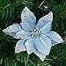 12Pcs 5 Inch Glitter Artificial Poinsettia Flowers with Ties for Wedding Christmas Festival Holiday Decor Xmas Wreath Garland Ornament Blue