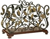 Iron Leaf Scrolled Rosewood Base Magazine Rack