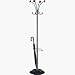 Alba Stily Coat Rack, Four Knobs/Four Hooks, Steel/Wood, Metallic Gray/Mahogany