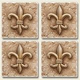 Fleur De Lis Set of Four Absorbent Stone Coasters