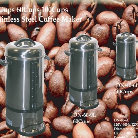 Welbon 100 Cups Commercial Stainless Steel Coffee Maker NSF-4. ND-100-15L