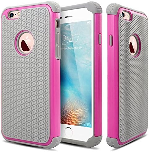 iPhone 5S Case,SE Case,Qhai[Hybrid Impact][Shockproof][Rubber Bumper] Heavy Duty Protection Slim Fit Protective Buffer Durable Cover Case for iphone SE/5S[Pink/Gray9]