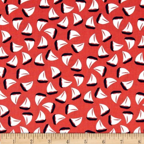 Michael Miller The Littles Little Sailboat Coral Fabric