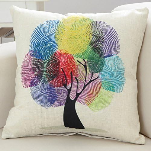 Miss Mango Cotton Blend Linen Simple Colour Life Is Beautiful Square Throw Pillow Case Decorative Cushion Cover Beige Pillowcase for Sofa 18"X18"