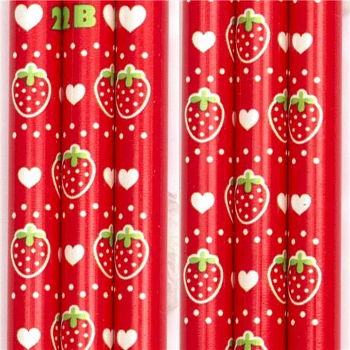 red strawberry wooden pencil hearts Cream Cream Japan