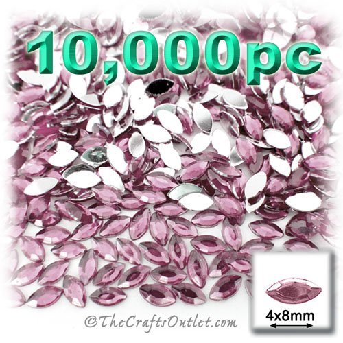 10,000pc Rhinestones Eye Shaped (Navette) 4x8mm flatback Light Rose Pink PNK