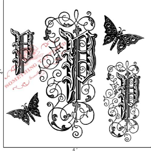 Something Tattered Clear Stamps, 4 by 4-Inch, Monogram Initial P