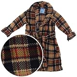 Brown Plaid Plush Bathrobe for Toddler Boys