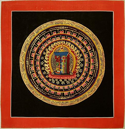 Kalachakra Mantra Mandala Tibetan Handmade Painted 10.35" x 10.11" SM-71