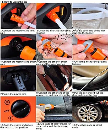 Mini Portable Car Washer Inflator 12v Electric Air Compressor Tire Inflator Pressure Washer (Item#:210006)