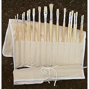 Brush Bundle of 18 Hog Brushes in a Canvas Brush Holder