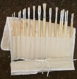 Brush Bundle of 18 Hog Brushes in a Canvas Brush Holder