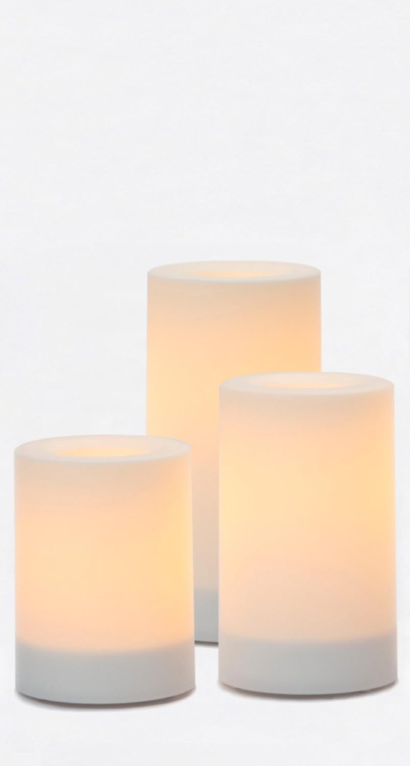 Inglow CGT20335WH3 Flameless Candles Round Outdoor Candles with Timer