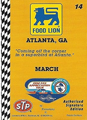 AUTOGRAPHED Richard Petty 1992 Fan Appreciation Tour (#43 STP Racing) Superbird Food Lion Rare Vintage NASCAR Collectible Trading Card with COA