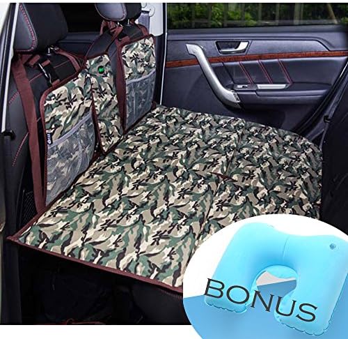 Car Mattress Mobile Bedroom for Travel Car Back Seat, Woodland Camouflage, Big Size (with inflatable pillow)