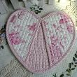 2pc Lovely Vintage rose Heart Quilted Oven Mitt&Hot Pad