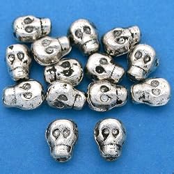 15g Skull Bead Antq Silver Plt Skeleton 8.5mm Approx 14