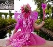 Pink & Hot Pink 5 Piece Fairy Princess Costume Set - Includes Tutu, Wings, Wand and Flower Halo and Silver Tiara