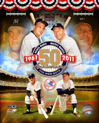 Mickey Mantle Roger Maris New York Yankees 8x10 Color Photo 50th Anniversry 1961-2011