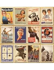 Office Product: Redrose 32 PCS 1 Set Vintage 2nd World War Travel Postcards Retro Old Posters Worthy Collecting - RedRose