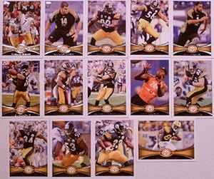 2012 Topps Football Pittsburgh Steelers Team Set In a Protective Case - 14 cards including Polamalu, Wallace, Roethlisberger, Brown, Pouncey, Harrison, Rainey RC, DeCastro RC, and Adams RC.