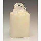 White Frosted High Density Shoppers, 8 x 4 x 10. Sold by the case (250 per case)