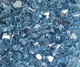 Fire Pit Glass Fireglass Fireplace Glass, ~1/4" Arctic Blue Reflective, 10 LBS