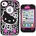 Hello Kitty Hybrid Case for iPhone 4 4G 4S Hot Pink High Impact Cute Bow Cover with Front/Back Screen Protectors & Stylus + FREE GIFT HELLO KITTY 