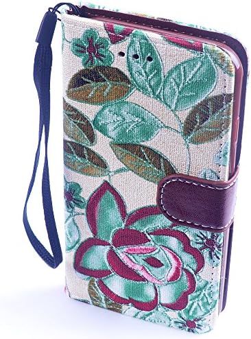 iphone 6 Wallet Case by Kasima, Flower Pattern Premium PU Leather Wallet Flip Protective Skin Case with Card Slots, Cash Compartment,magnetic Closure for iphone 6 (Green and Red)
