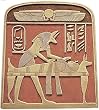 Mummification Scene with Anubis Wall Relief, Color Details