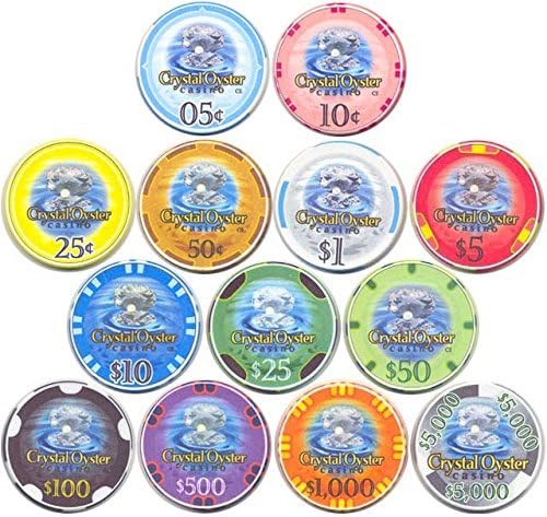Crystal Oyster Chipco Protech Ceramic 10gm Poker Chips - 13 Chip Sample Set!