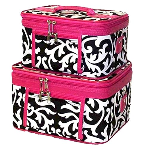 World Traveler Damask Print Collection Cosmetic Train Case (2 piece set)