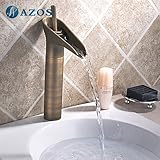 AZOS 洗面器の蛇口 黄銅製 真鍮色 単穴 台付 冷熱混合水栓 MPDKZ108