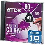 10 Pack of 700MB 4x CD-RW Discs in Slim Jewel Cases