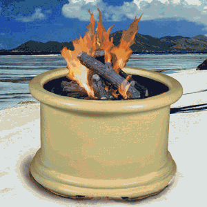 California Outdoor Concepts 725I-AD-PG3 Island Series-Adobe-Fire Pit-Bronze Glass-LP Gas by 