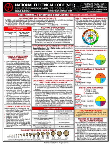 Electrical Wiring Guide Laminated Quick Card