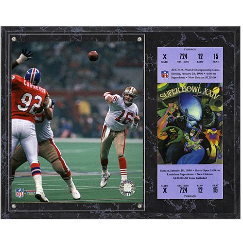 Mounted Memories San Francisco 49ers Super Bowl XXIV Joe Montana Plaques with Replica Ticket