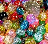 50pcs Mix 2-tone Crackle Lampwork Glass Round Beads 8mm ~ Jewelry Findings ~