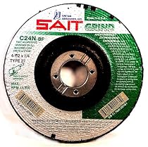 SAIT 20082 Type 27 7-Inch x 1/4-Inch x 7/8-Inch 8500 Max RPM C24N - Concrete Depressed Center Grinding Wheels - 25 Pack