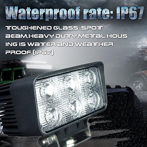 ZHEXUAN Square 18w Dc 12v Automotive Car Cree LED Work Light Bar Flood Beam Waterproof for Heavy Duty Off Road Truck Car ATV SUV 4x4 Jeep Boat 4wd ATV Auxiliary Fog Driving Lamp