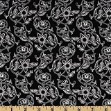 61FR8qUh37L. SL160  44 Wide An Appointed Time French Flower Black Fabric By The Yard
