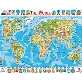 Topographical World Card Puzzle - Larsen
