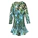 Women's Tunic Top - Green & Blue Peacock Feathers Pleated Shirt