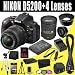 Nikon D5200 24.1 MP CMOS Digital SLR with 18-55mm f/3.5-5.6 AF-S DX VR NIKKOR Zoom Lens (Black) + Nikon 18-200mm f/3.5-5.6G AF-S ED VR II Lens + EN-EL14 Replacement Lithium Ion Battery w/ External Rapid Charger + 16GB SDHC Class 10 Memory Card + 52mm Wide Angle / Telephoto Lens + 52mm 3 Piece Filter Kit + Mini HDMI Cable + Carrying Case + Full Size Tripod + SDHC Card USB Reader + Memory Card Wallet + Deluxe Starter Kit DavisMAX Bundle