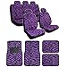 BDK Purple Zebra Seat Covers and Floor Mats Set Fur Print Complete - Full Set, Universal Fit