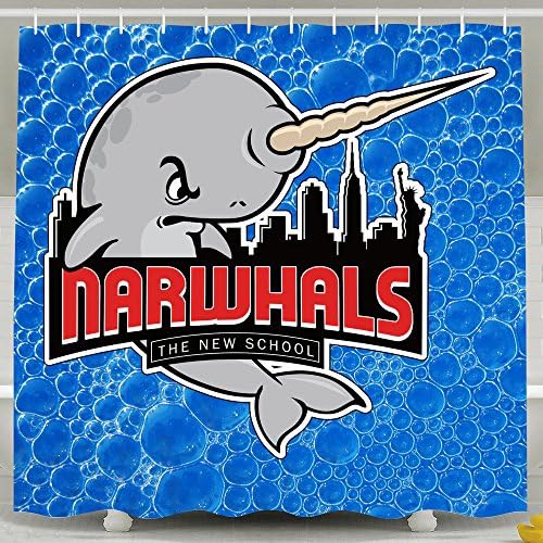 Narwhal The New School Shower Curtains 72*78inch For Home / Traval / Hotel With Hooks