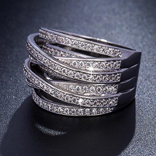 Intertwined Design White Gold Plated CZ Diamond Anniversary Wedding &amp; Engagement Rings,17mm, ELMCOCO