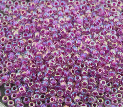 Miyuki Round Seed Beads Size 11/0 8.5g Raspberry Lnd Crystal