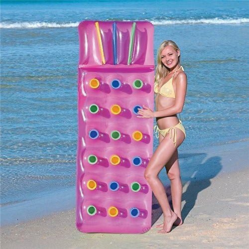 Inflatable 18 Pocket Fashion Sun Beach Swimming Pool Lounger Lilo Air Bed *New* (Pink) by pricep